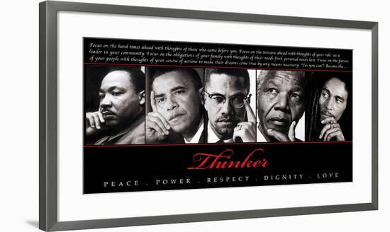 Thinker (Quintet): Peace, Power, Respect, Dignity, Love-null-Framed Art Print