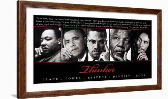 Thinker (Quintet): Peace, Power, Respect, Dignity, Love-null-Framed Art Print