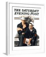 "Thinking of the Girl Back Home" Saturday Evening Post Cover, January 18,1919-Norman Rockwell-Framed Giclee Print