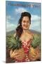 Thinking of You, Hawaiian Woman with Two Pineapples-null-Mounted Art Print