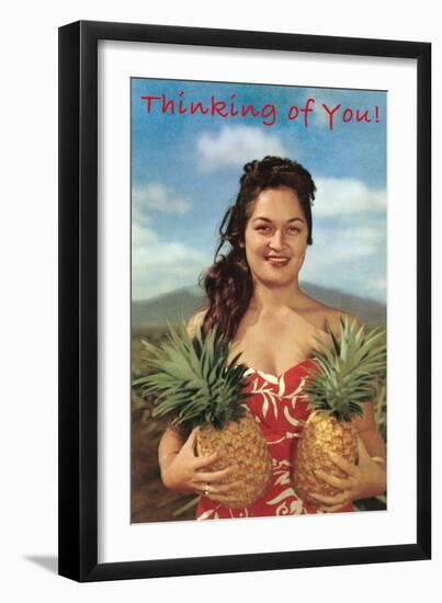 Thinking of You, Hawaiian Woman with Two Pineapples-null-Framed Art Print