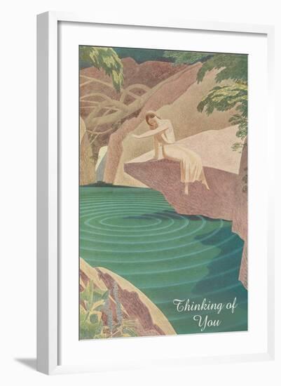 Thinking of You, Woman by Pond-null-Framed Art Print