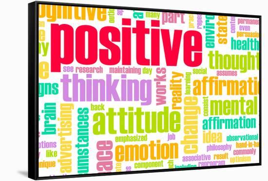 Thinking Positive As An Attitude Abstract Concept-kentoh-Framed Stretched Canvas