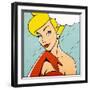 Thinking Woman in Retro Comics Style-Heizel-Framed Art Print