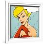 Thinking Woman in Retro Comics Style-Heizel-Framed Art Print