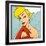 Thinking Woman in Retro Comics Style-Heizel-Framed Art Print