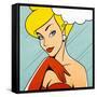 Thinking Woman in Retro Comics Style-Heizel-Framed Stretched Canvas