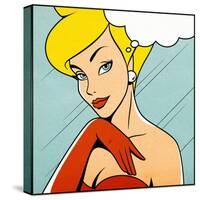 Thinking Woman in Retro Comics Style-Heizel-Stretched Canvas