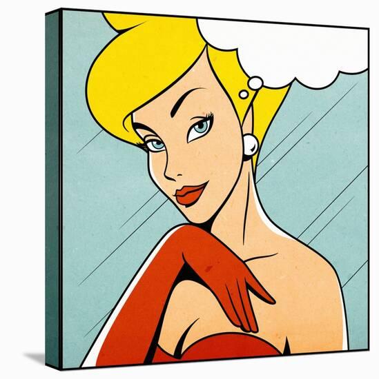 Thinking Woman in Retro Comics Style-Heizel-Stretched Canvas