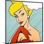 Thinking Woman in Retro Comics Style-Heizel-Mounted Art Print