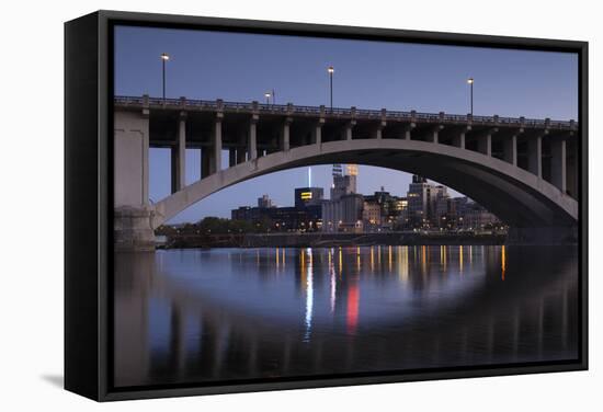 Third Ave, Bridge and Mill City, Stpaul, Minneapolis, Minnesota, USA-Walter Bibikow-Framed Stretched Canvas