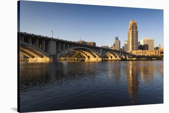 Third Avenue Bridge from Mississippi River at Dawn-Walter Bibikow-Stretched Canvas