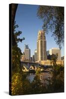 Third Avenue Bridge, Mississippi River, Minneapolis, Minnesota, USA-Walter Bibikow-Stretched Canvas