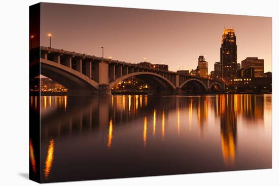 Third Avenue Bridge, Mississippi River, Minneapolis, Minnesota, USA-Walter Bibikow-Stretched Canvas