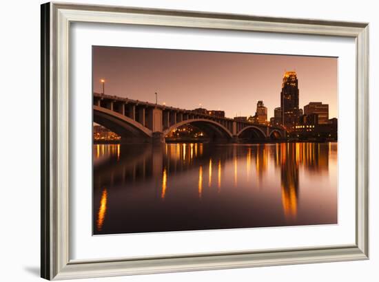 Third Avenue Bridge, Mississippi River, Minneapolis, Minnesota, USA-Walter Bibikow-Framed Photographic Print