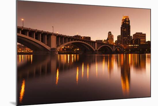 Third Avenue Bridge, Mississippi River, Minneapolis, Minnesota, USA-Walter Bibikow-Mounted Photographic Print