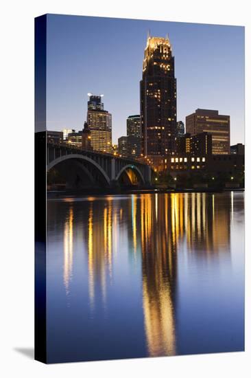 Third Avenue Bridge, Mississippi River, Minneapolis, Minnesota, USA-Walter Bibikow-Stretched Canvas