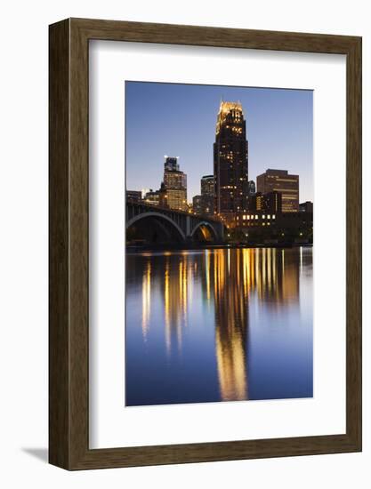 Third Avenue Bridge, Mississippi River, Minneapolis, Minnesota, USA-Walter Bibikow-Framed Photographic Print