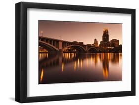 Third Avenue Bridge, Mississippi River, Minneapolis, Minnesota, USA-Walter Bibikow-Framed Photographic Print