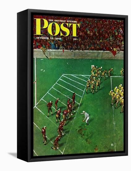 "Third Down, Goal to Go," Saturday Evening Post Cover, October 15, 1949-Thornton Utz-Framed Stretched Canvas