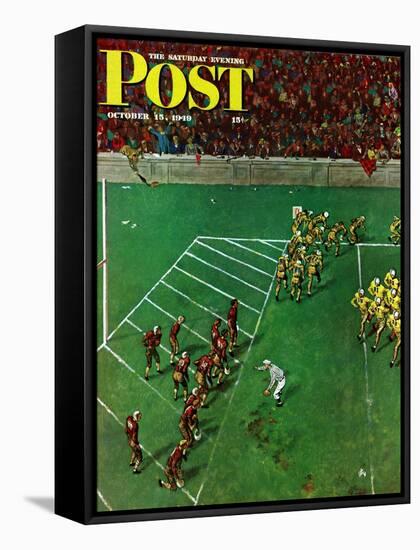 "Third Down, Goal to Go," Saturday Evening Post Cover, October 15, 1949-Thornton Utz-Framed Stretched Canvas