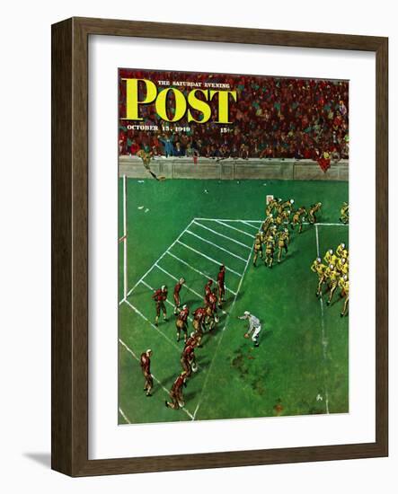 "Third Down, Goal to Go," Saturday Evening Post Cover, October 15, 1949-Thornton Utz-Framed Giclee Print