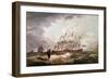 'Third Rates in a Rough Sea', 1793 (Oil on Canvas)-John Thomas Serres-Framed Giclee Print