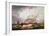 'Third Rates in a Rough Sea', 1793 (Oil on Canvas)-John Thomas Serres-Framed Giclee Print