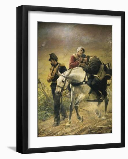 Third War of Independence, the Wounded at Bezzecca, 21 July 1866,-Sebastiano de Albertis-Framed Giclee Print