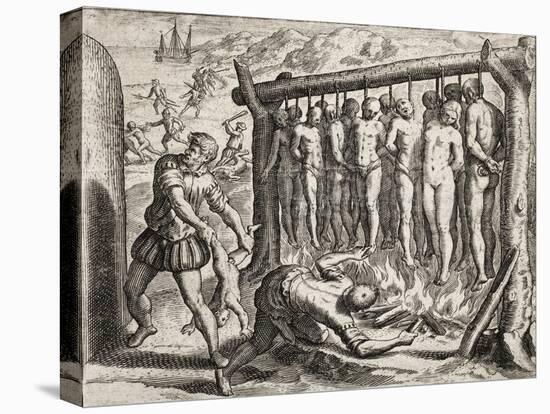 Thirteen hanged and burned victims-Theodore de Bry-Stretched Canvas