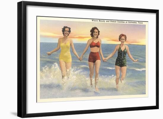 Thirties Bathing Beauties, Galveston-null-Framed Art Print