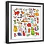 Thirty eight cats, 2018,mono print, collage-Sarah Battle-Framed Giclee Print