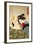 Thirty-Two Daily Scenes: 'Looks Cozy', Mannerisms of a Merchant's Widow-Yoshitoshi Tsukioka-Framed Giclee Print