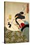 Thirty-Two Daily Scenes: 'Looks Cozy', Mannerisms of a Merchant's Widow-Yoshitoshi Tsukioka-Stretched Canvas