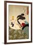 Thirty-Two Daily Scenes: 'Looks Cozy', Mannerisms of a Merchant's Widow-Yoshitoshi Tsukioka-Framed Giclee Print