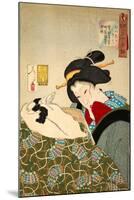 Thirty-Two Daily Scenes: 'Looks Cozy', Mannerisms of a Merchant's Widow-Yoshitoshi Tsukioka-Mounted Giclee Print