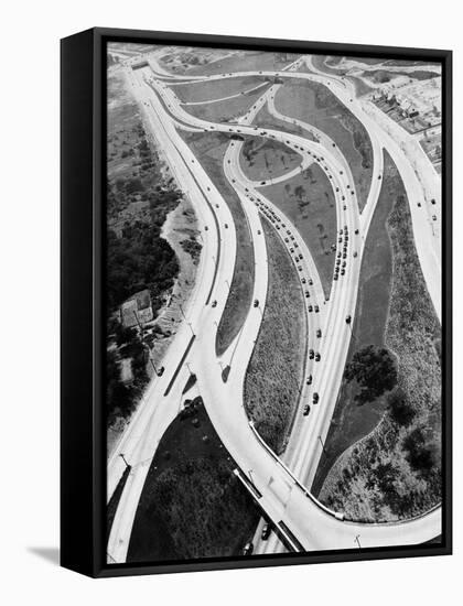 This 1937 Aerial View Shows the Biggest of Highway Crossover Points-null-Framed Stretched Canvas