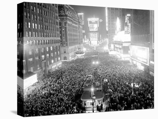 This Aerial View Shows New York's Times Square at Midnight-null-Stretched Canvas