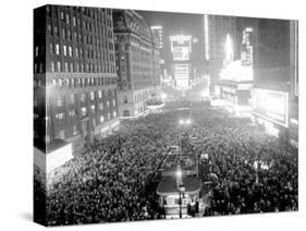 This Aerial View Shows New York's Times Square at Midnight-null-Stretched Canvas