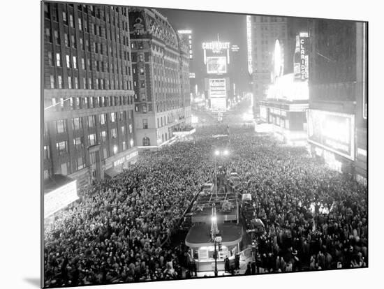 This Aerial View Shows New York's Times Square at Midnight-null-Mounted Photographic Print