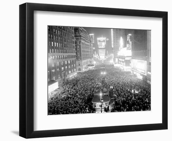 This Aerial View Shows New York's Times Square at Midnight-null-Framed Photographic Print