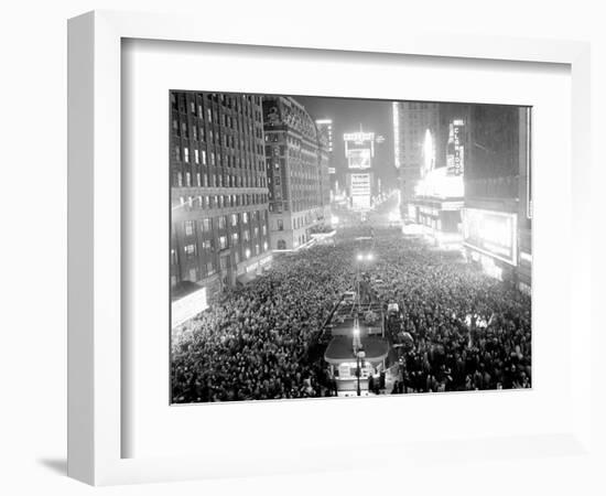 This Aerial View Shows New York's Times Square at Midnight-null-Framed Photographic Print