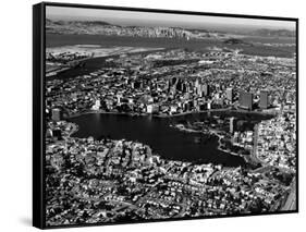 This Aerial View Shows the City of Oakland, Calif., in the Foreground-null-Framed Stretched Canvas