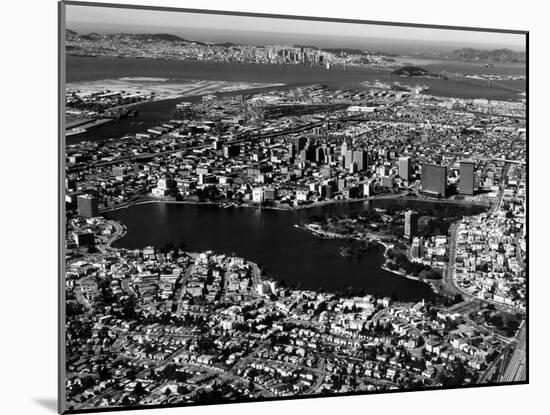 This Aerial View Shows the City of Oakland, Calif., in the Foreground-null-Mounted Premium Photographic Print