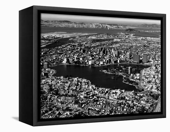 This Aerial View Shows the City of Oakland, Calif., in the Foreground-null-Framed Stretched Canvas