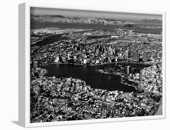 This Aerial View Shows the City of Oakland, Calif., in the Foreground-null-Framed Photographic Print