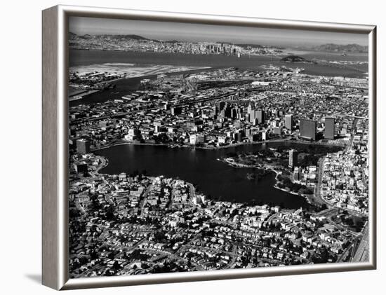 This Aerial View Shows the City of Oakland, Calif., in the Foreground-null-Framed Photographic Print