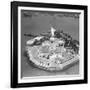 This Aerial View Shows the Statue of Liberty on Liberty Island-null-Framed Photographic Print