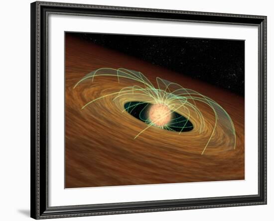 This Artist's Concept Shows a Dusty Planet-Forming Disk in Orbit Around a Whirling Young Star-Stocktrek Images-Framed Photographic Print