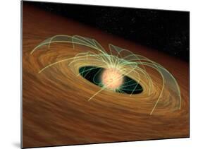 This Artist's Concept Shows a Dusty Planet-Forming Disk in Orbit Around a Whirling Young Star-Stocktrek Images-Mounted Photographic Print